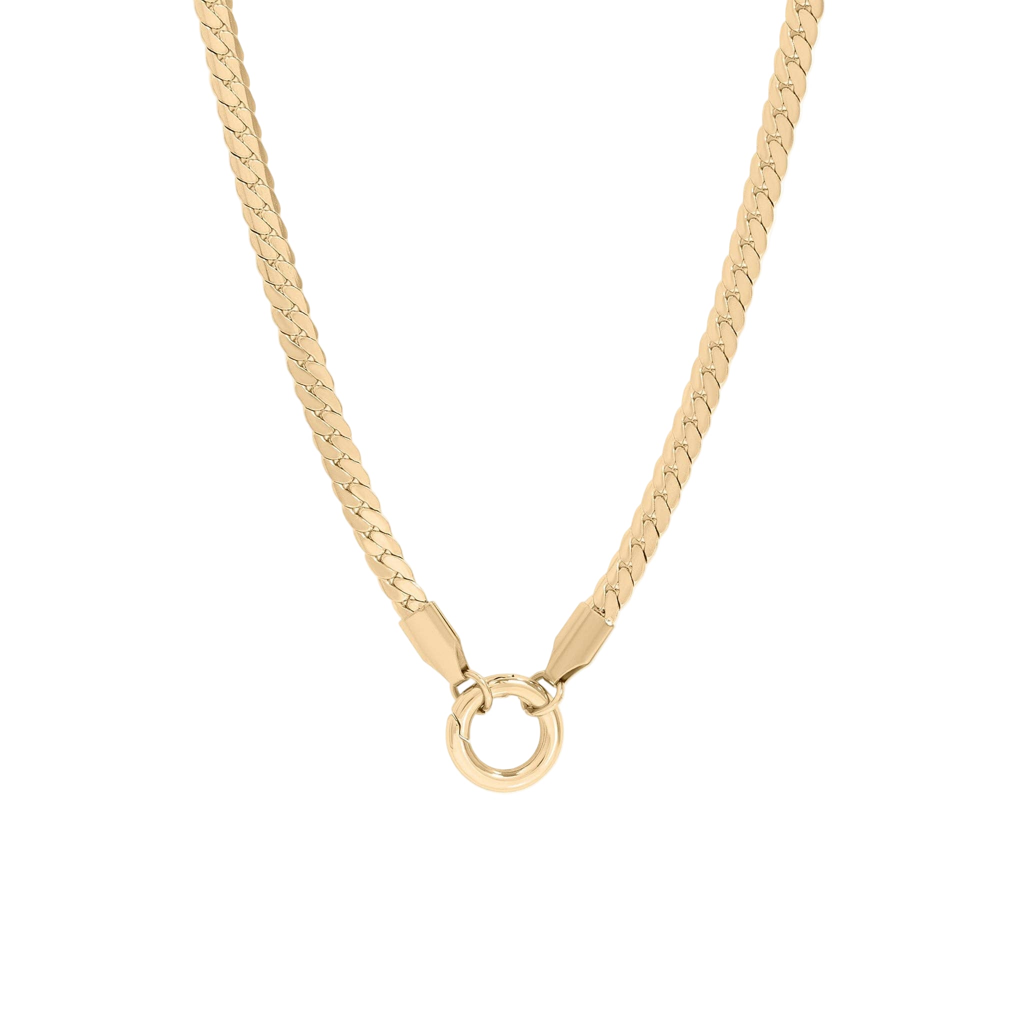 18K Gold Stainless Steel Curb Charm Necklace