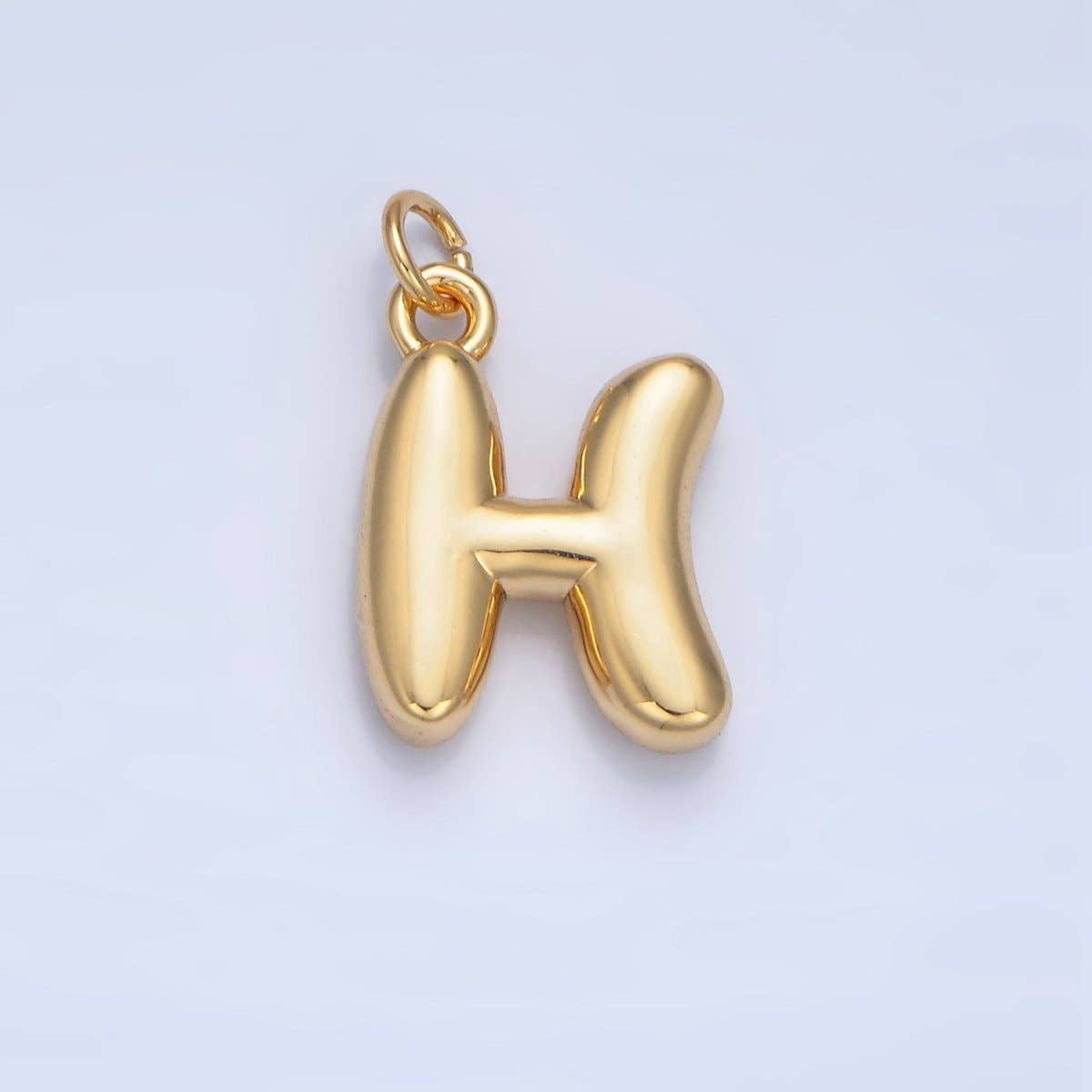 24K Gold Filled 17mm Initial Letter Chubby Balloon Charm
