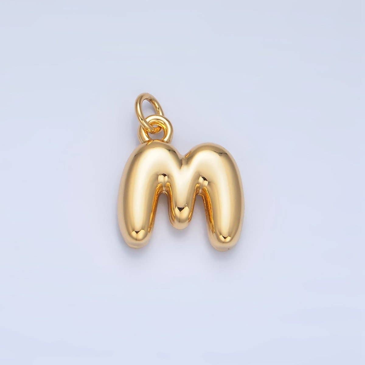 24K Gold Filled 17mm Initial Letter Chubby Balloon Charm