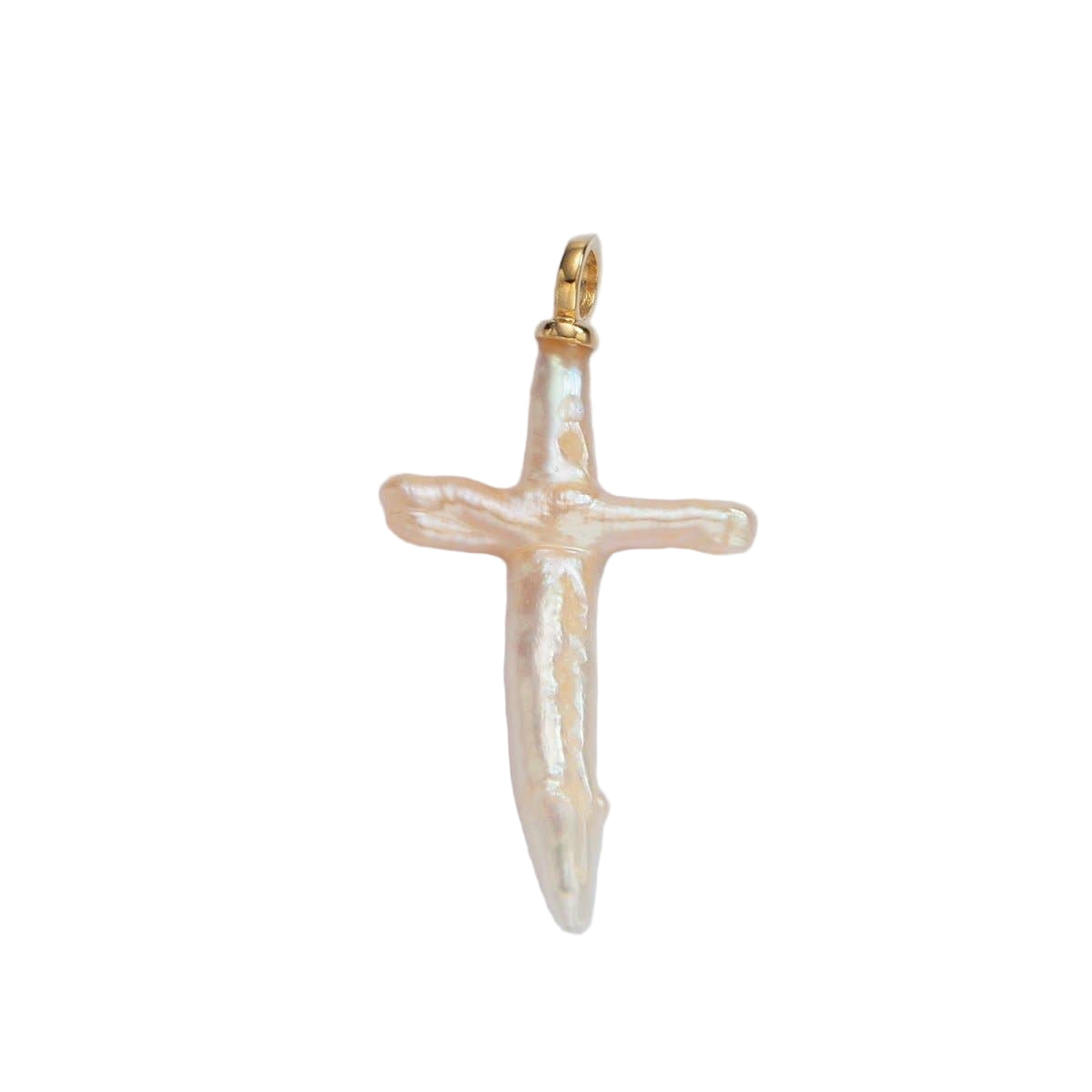 16K Gold Filled White Baroque Freshwater Pearl Cross Pendant