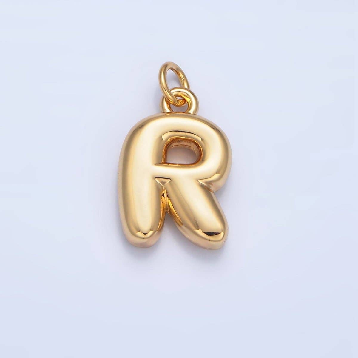 24K Gold Filled 17mm Initial Letter Chubby Balloon Charm