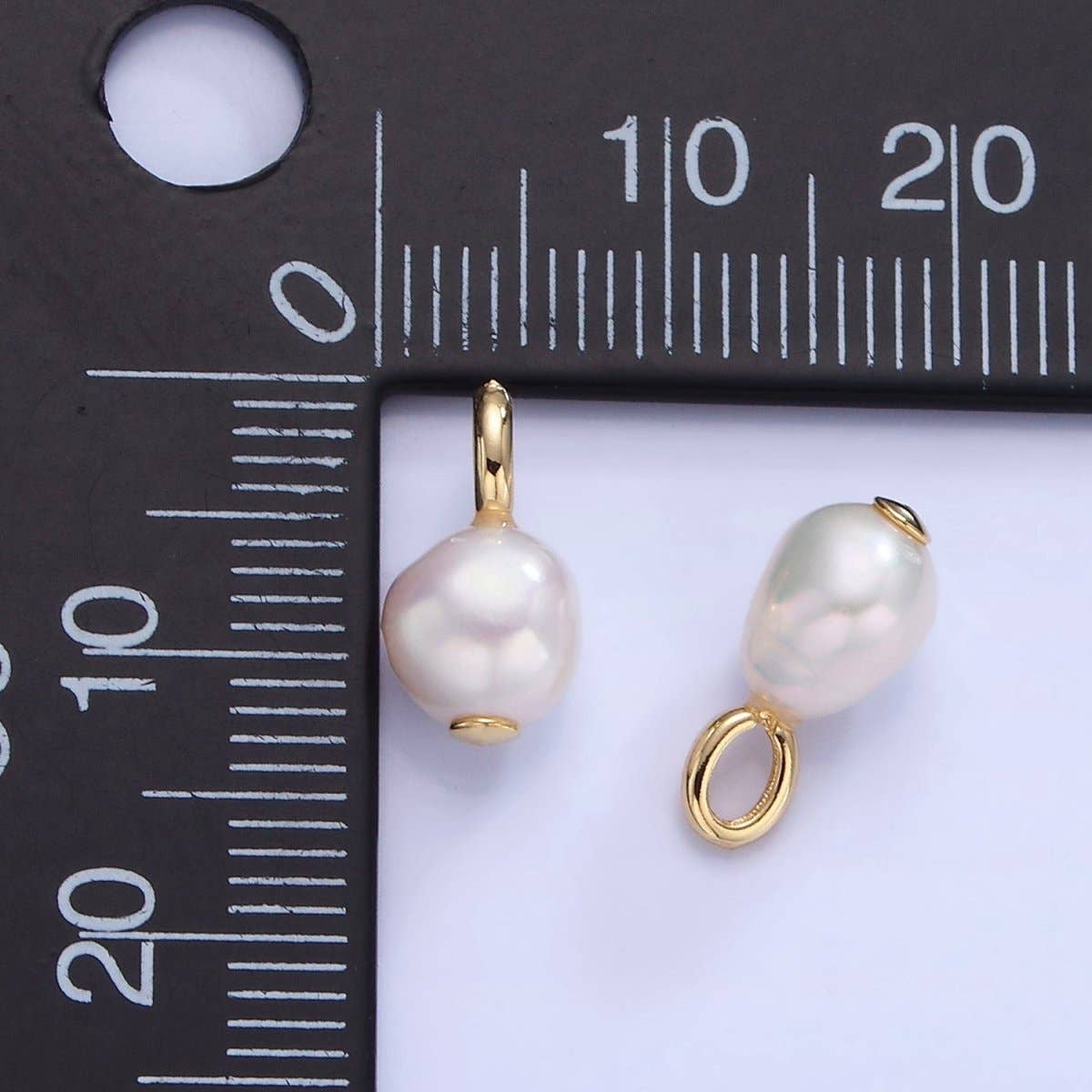 14K Gold Filled 14mm Ringed Freshwater Pearl Drop Pendant