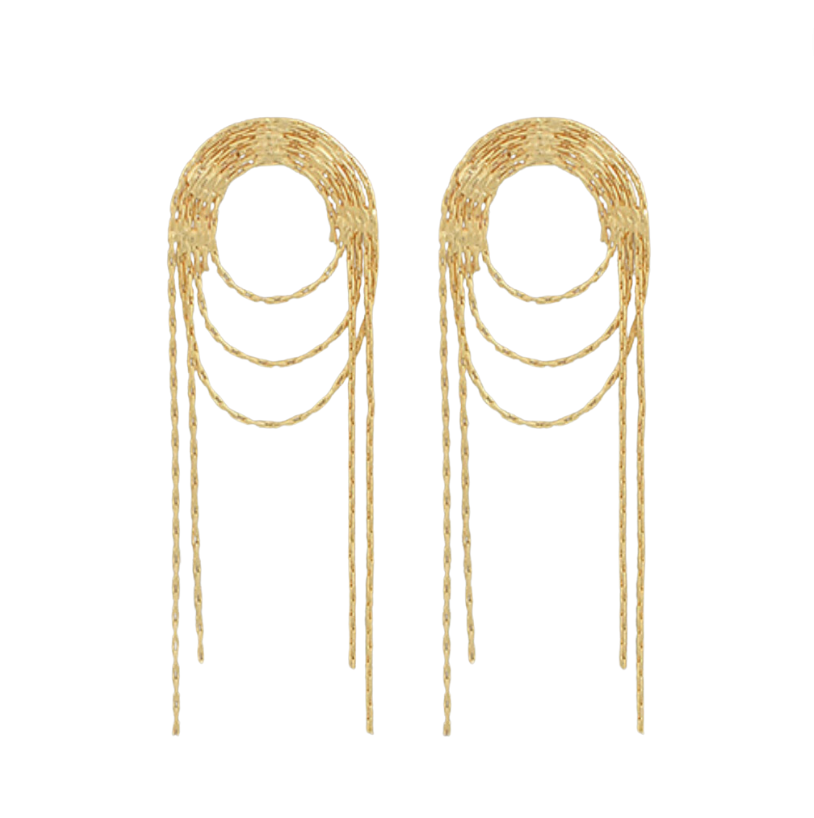 Arch Fringe Chain Drop Earrings