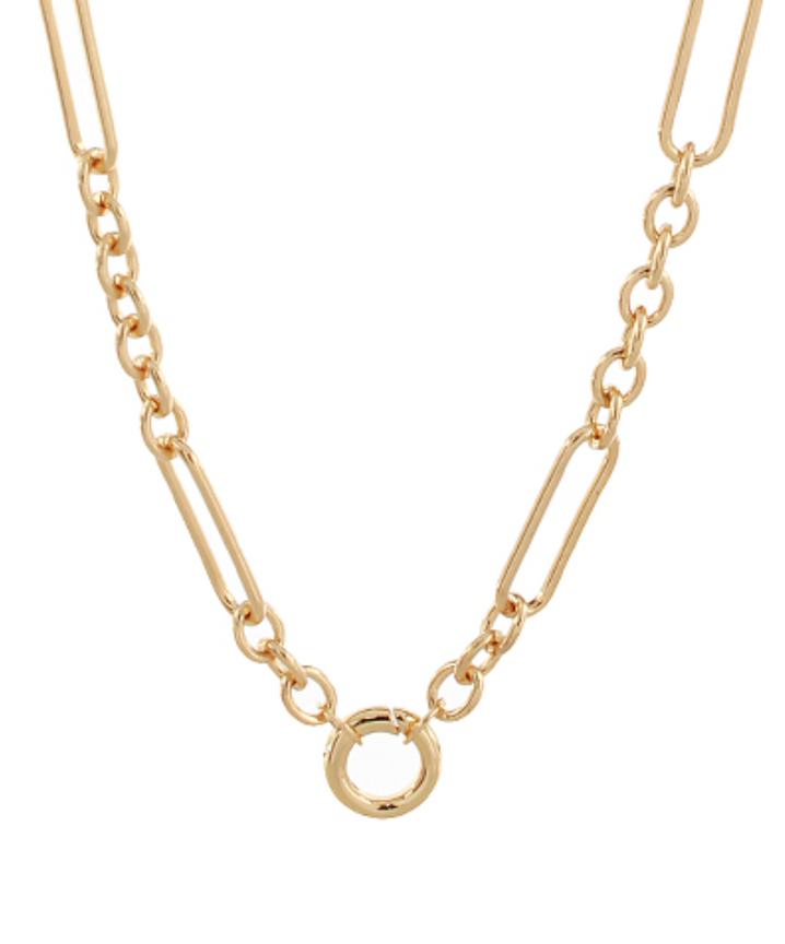 Circle & Paper Clip Chain Necklace