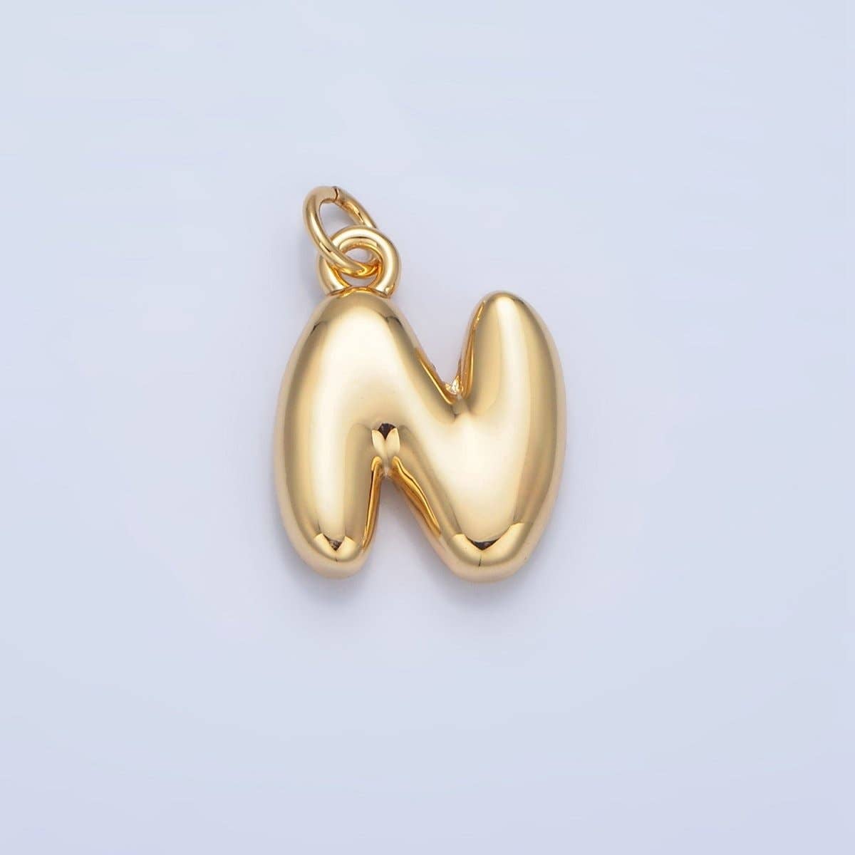 24K Gold Filled 17mm Initial Letter Chubby Balloon Charm