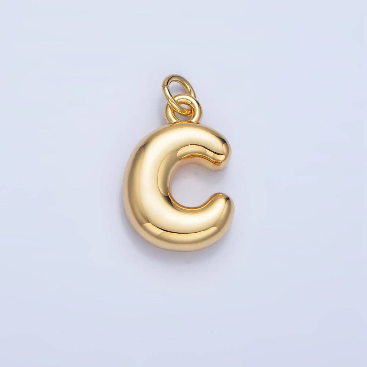24K Gold Filled 17mm Initial Letter Chubby Balloon Charm
