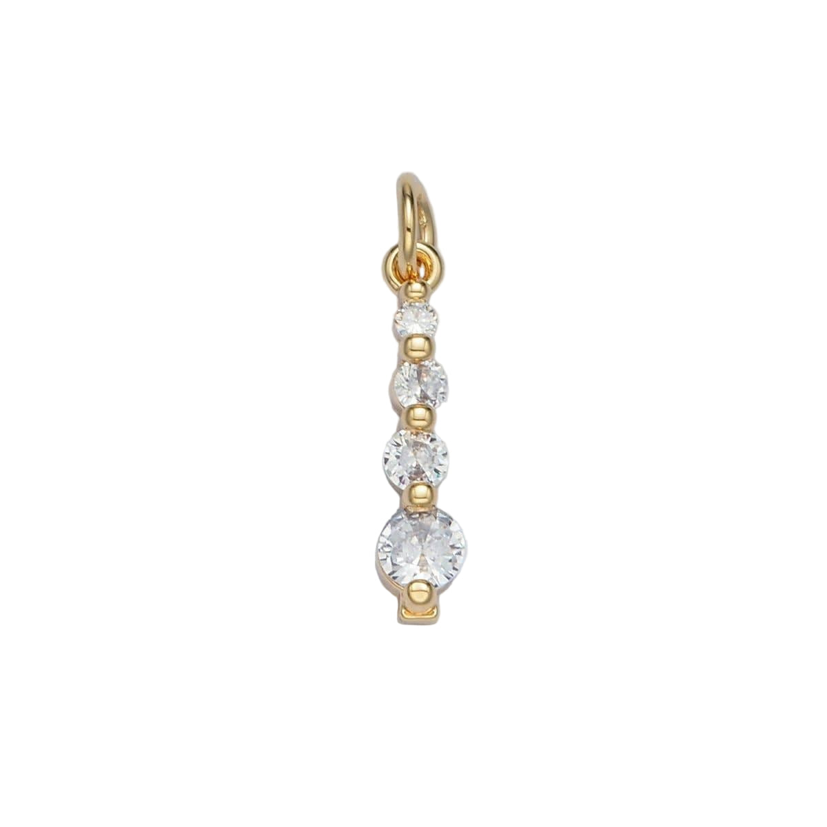 24K Gold Filled 18mm Clear CZ Linear Drop Charm