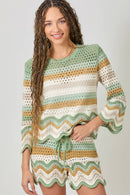 Open Stitch High Low Knit Cover Up Top