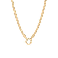 18K Gold Stainless Steel Curb Charm Necklace