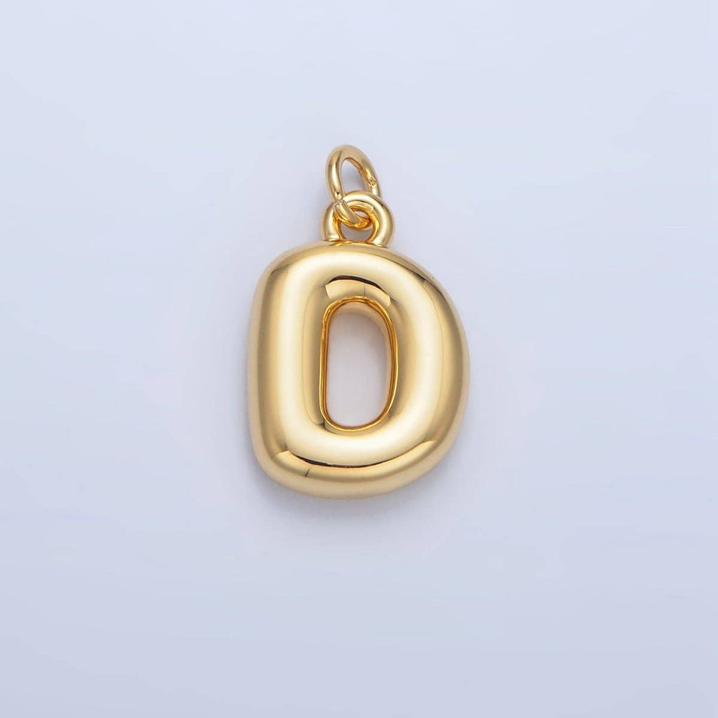 24K Gold Filled 17mm Initial Letter Chubby Balloon Charm | A1513 - A1525