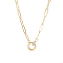 18K Gold PVD Paperclip Rhinestone Charm Holder Necklace