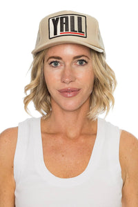 Yall Trucker Hat in Tan