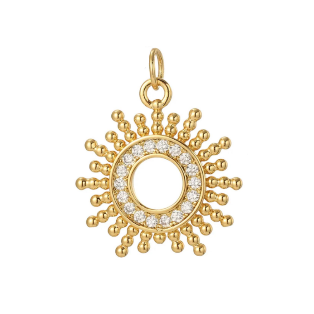 Hollow Sun CZ Charm For Charm Necklace