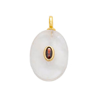 Natural Stone Pendant Oval Gemstone Charm in White Quartz