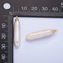 24K 30mm Biwa White Freshwater Pearl Charm