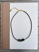 Leather Cord Bar Necklace - Black