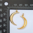 24K Gold Filled Clear CZ Dotted Celestial Crescent Moon Charm