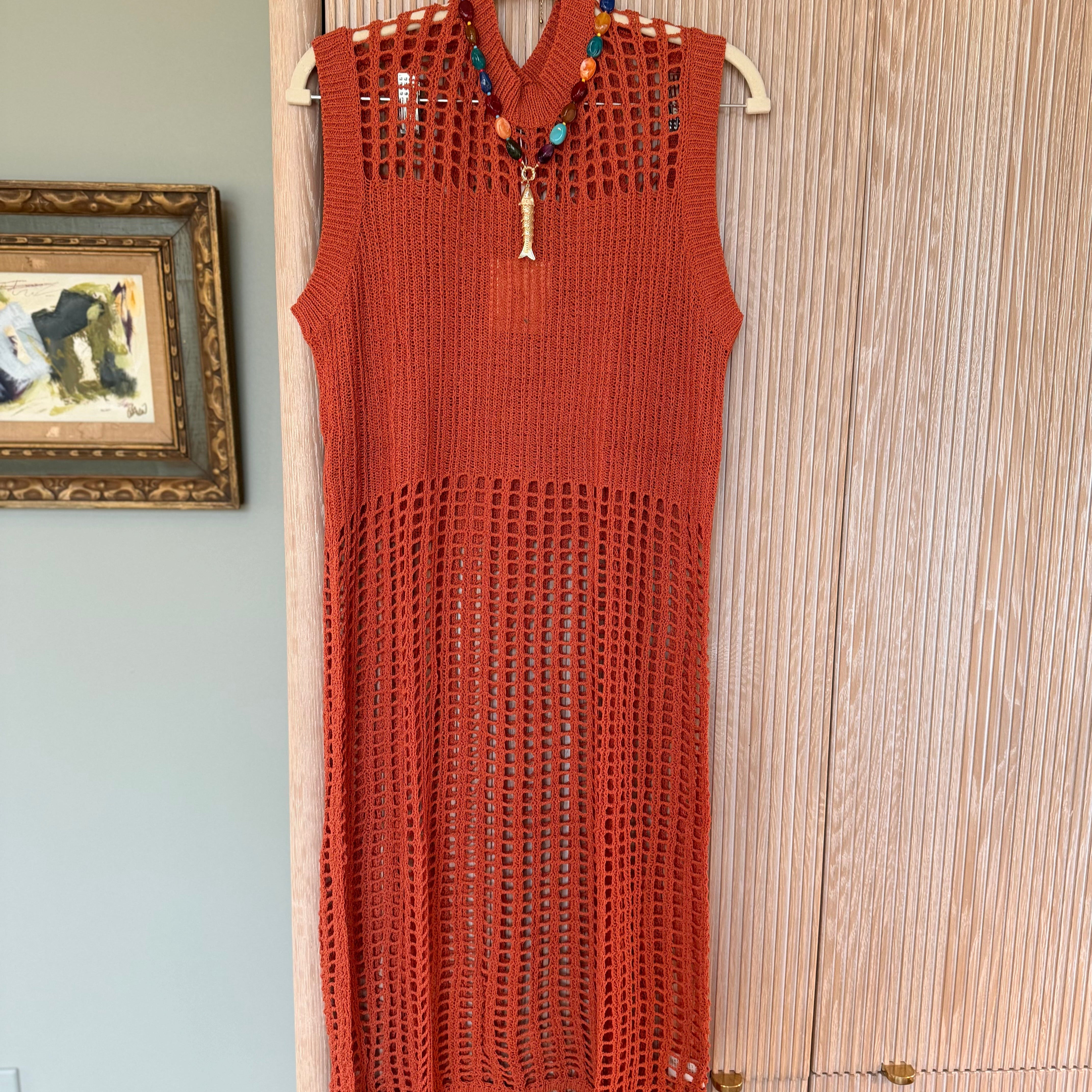 Sleeveless Knit Cover Up in Burnt Orange