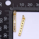 24K Gold Filled 25mm Clear Baguette CZ Linear Bar Charm | E348