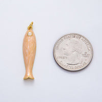 18K Gold Filled 38mm Blue, Champagne Enamel Fish Sardine Charm