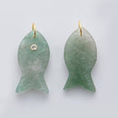 18K Gold Filled 38.8mm Clear CZ Natural Gemstone Fish Charm