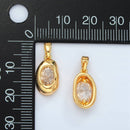 24K Gold Filled Clear CZ Oval Hammered Bezel Pendant