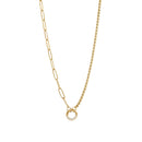 18K Gold Stainless Steel Split Chain with Stone Charm Holder