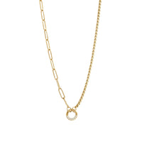 18K Gold Stainless Steel Split Chain with Stone Charm Holder