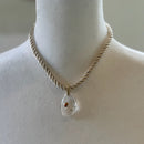 Clear Stone Pendant Rope Choker Necklace - Bijou Exclusive