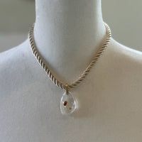 Clear Stone Pendant Rope Choker Necklace - Bijou Exclusive