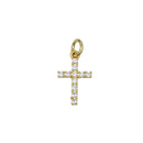 24K Gold Filled Micro Paved CZ Cross Mini Charm