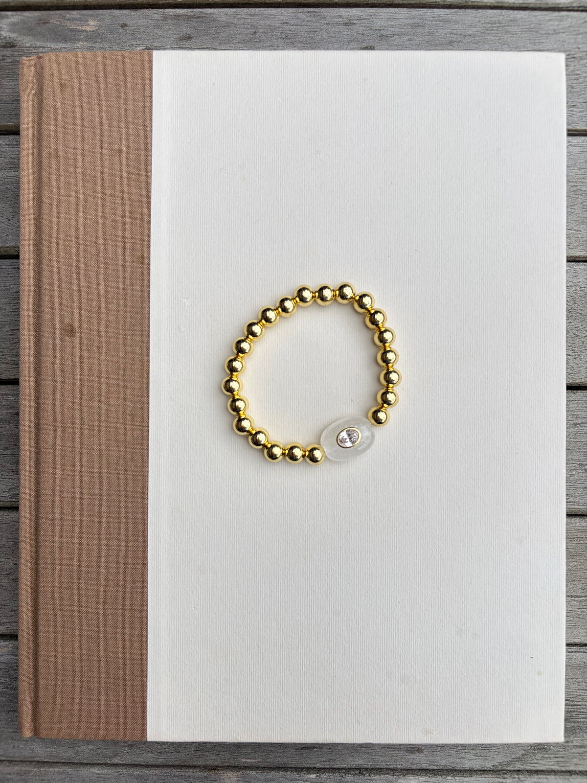 White Gemstone Beaded Bracelet