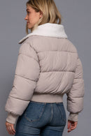 Long Sleeve Sherpa Collar Puffer Jacket