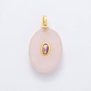 18K Gold Filled 26mm Natural Stone Pendant Oval Gemstone Charm