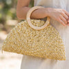 Metallic Straw Woven Half Moon Round Handle Bag (In stock week of March 16th)