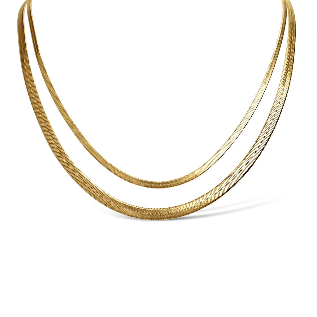 18K Gold Stainless Steel Herringbone Chain Necklace