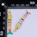 24K Gold Filled 33mm Emerald Green Cz Enamel Art Rainbow Fish Animal Charm