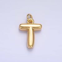 24K Gold Filled 17mm Initial Letter Chubby Balloon Charm
