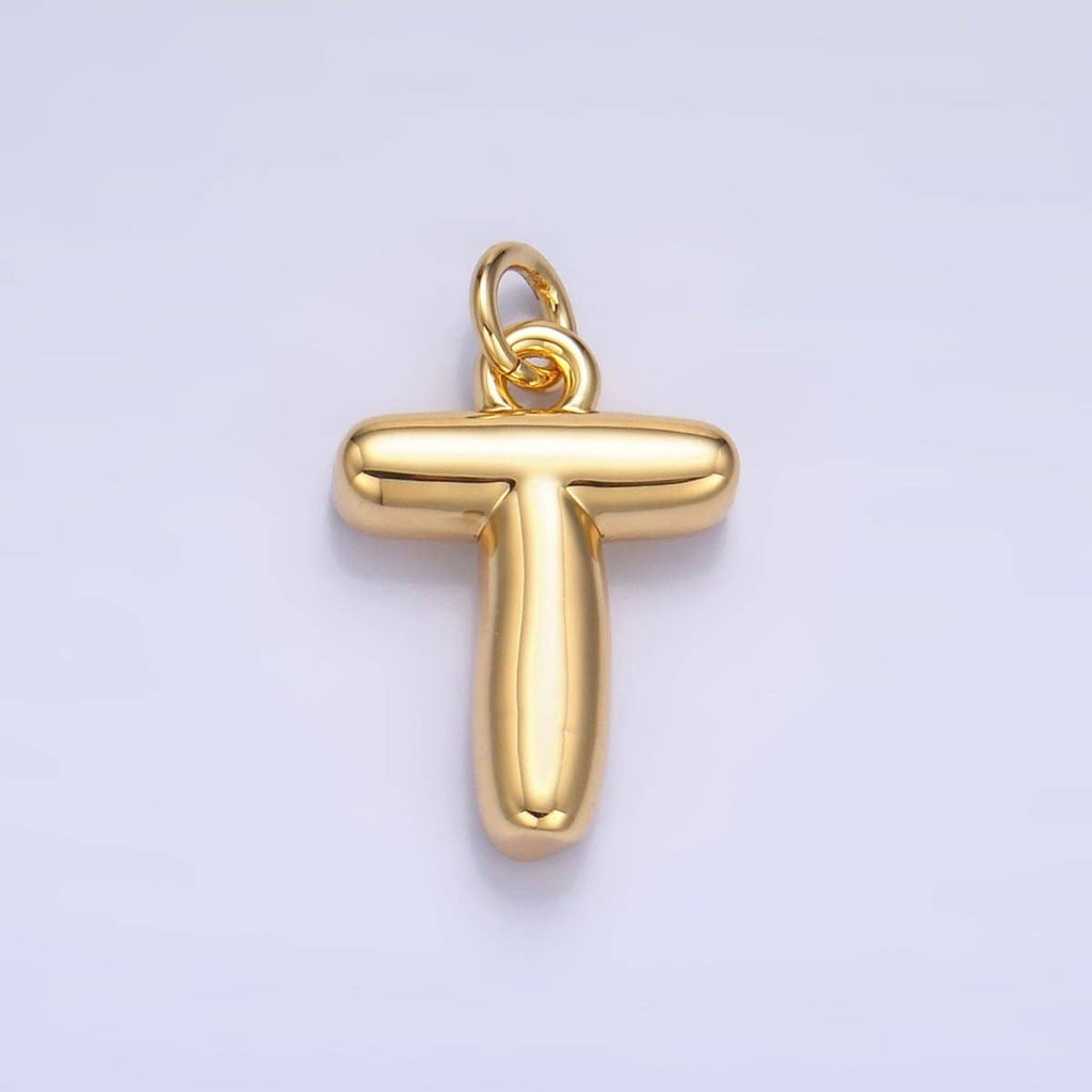 24K Gold Filled 17mm Initial Letter Chubby Balloon Charm | A1513 - A1525