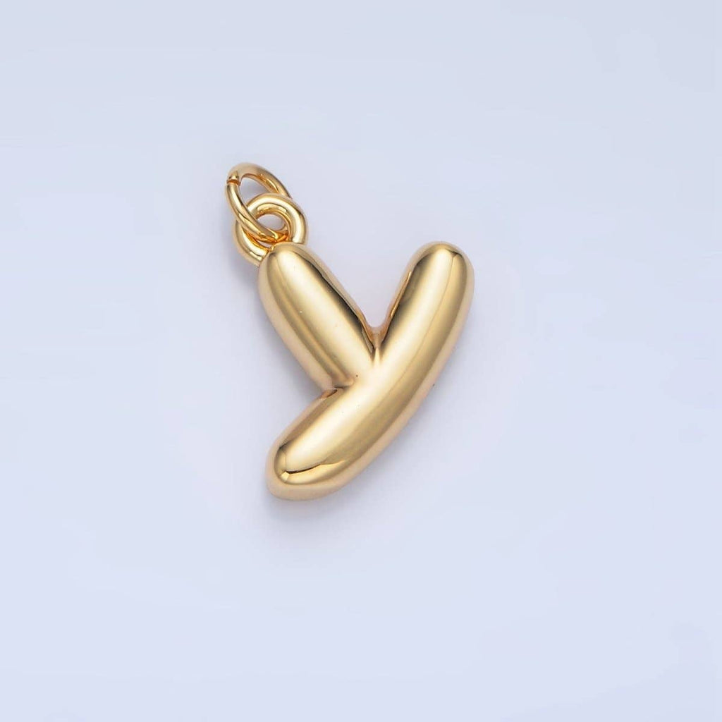 24K Gold Filled 17mm Initial Letter Chubby Balloon Charm | A1513 - A1525