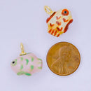 24K Gold Filled 19mm Ceramic Art Pocket Sea Fish Animal Charm