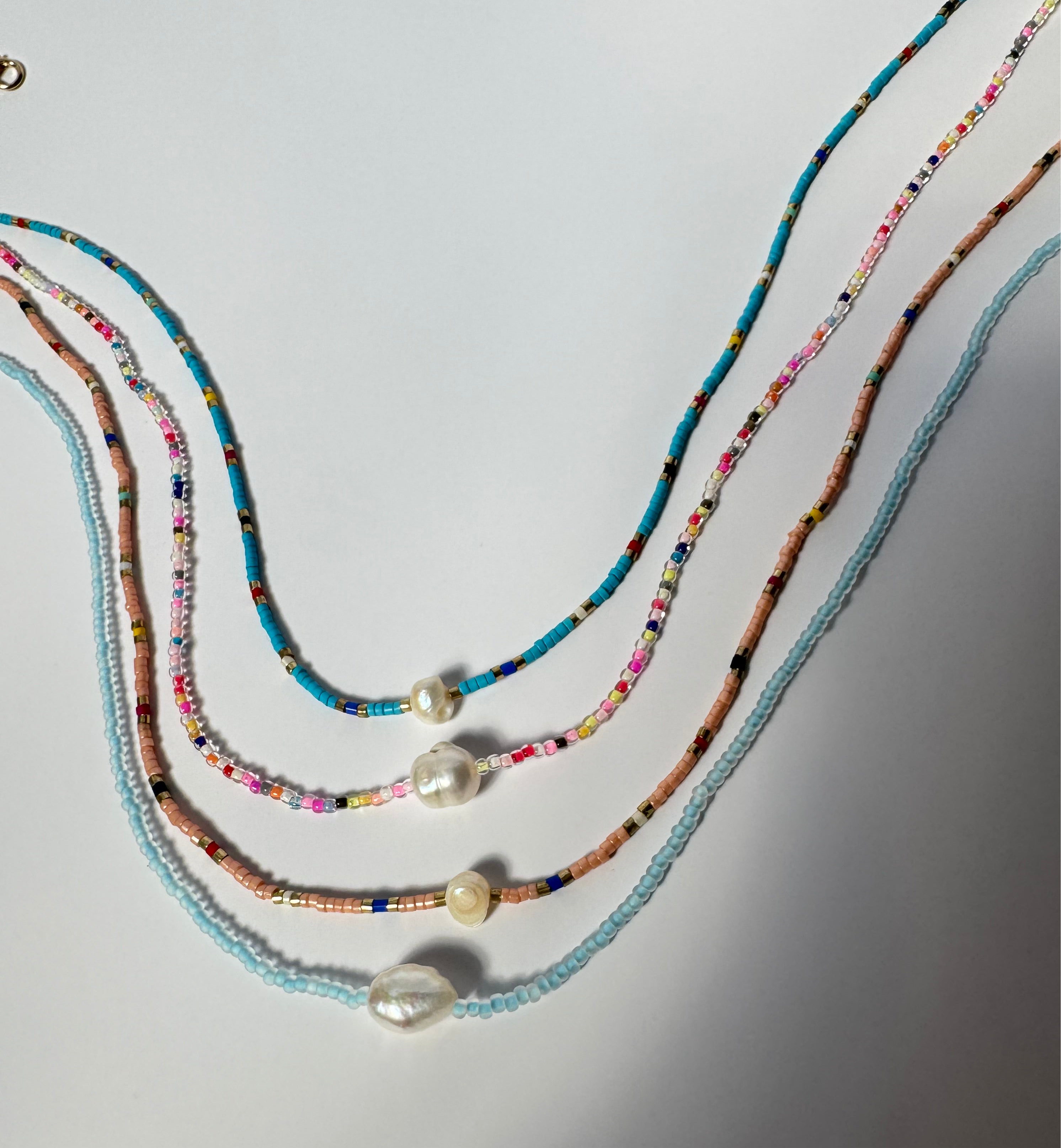 Glass Bead & Pearl Necklace