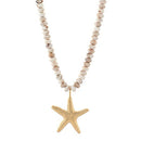 Flat Star Fish Beaded Necklace in Natural