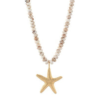 Flat Star Fish Beaded Necklace in Natural