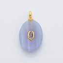 18K Gold Filled 26mm Natural Stone Pendant Oval Gemstone Charm
