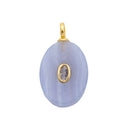 Natural Stone Pendant Oval Gemstone Charm in Lilac