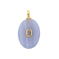 Natural Stone Pendant Oval Gemstone Charm in Lilac