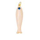 24K Gold Filled 34mm Peach Enamel Sardine Sea Fish Charm