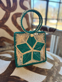 Handwoven Geometric Statement Handbag
