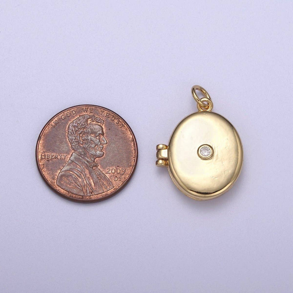 Classic Gold Filled Oval Locket Photo Locket, Minimalist Jewelry, Necklace Pendant for Jewelry Making supply C-386